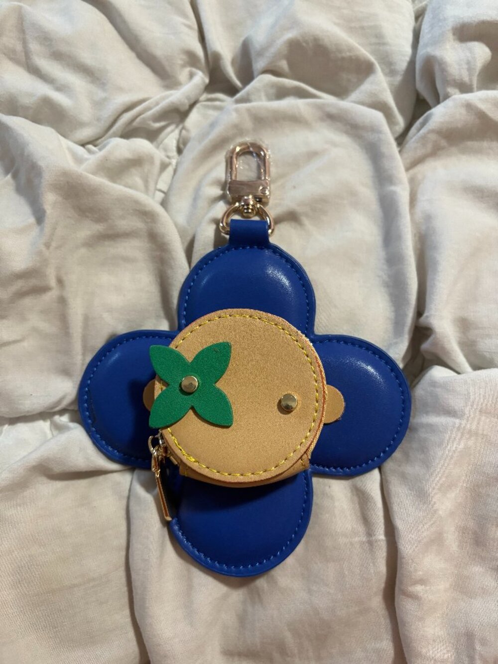Louis Vuitton Vivienne Head Coin Purse Bag Charm Blue / Green / Tan